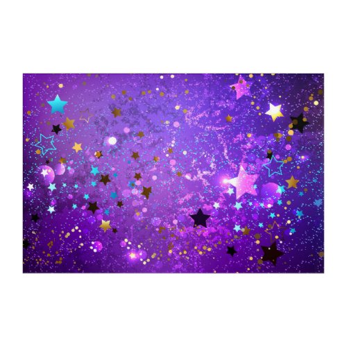 Purple foil background with Stars Acrylic Print