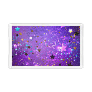 Purple foil background with Stars Acrylic Tray
