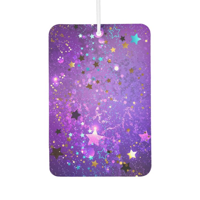Purple foil background with Stars Air Freshener (Front)