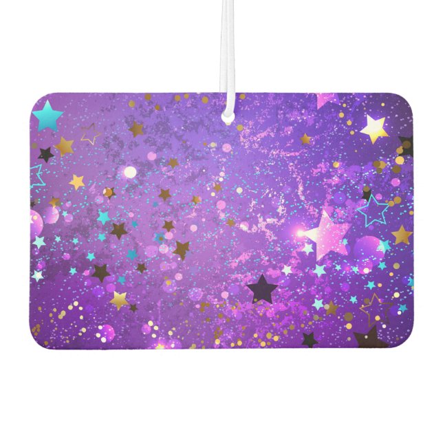Purple foil background with Stars Air Freshener (Front)