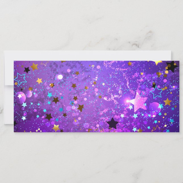 Purple foil background with Stars Announcement (Front)