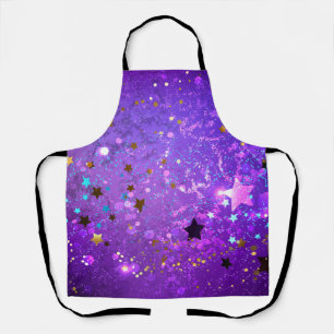 Purple foil background with Stars Apron