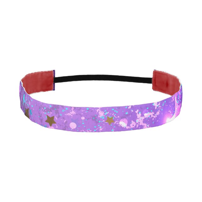Purple foil background with Stars Athletic Headband (Front)