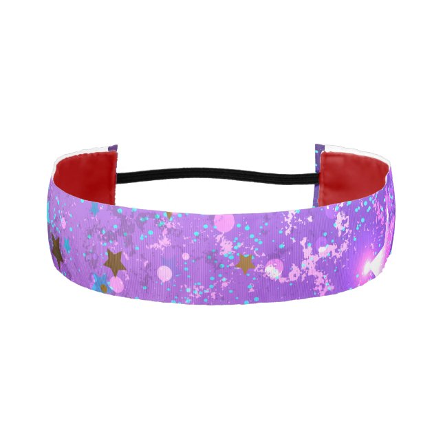 Purple foil background with Stars Athletic Headband (Front)