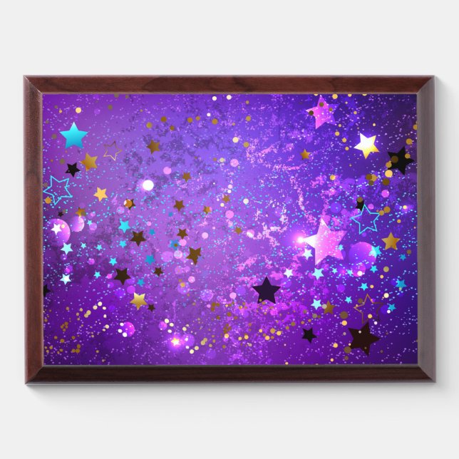 Purple foil background with Stars Award Plaque (Horizontal)