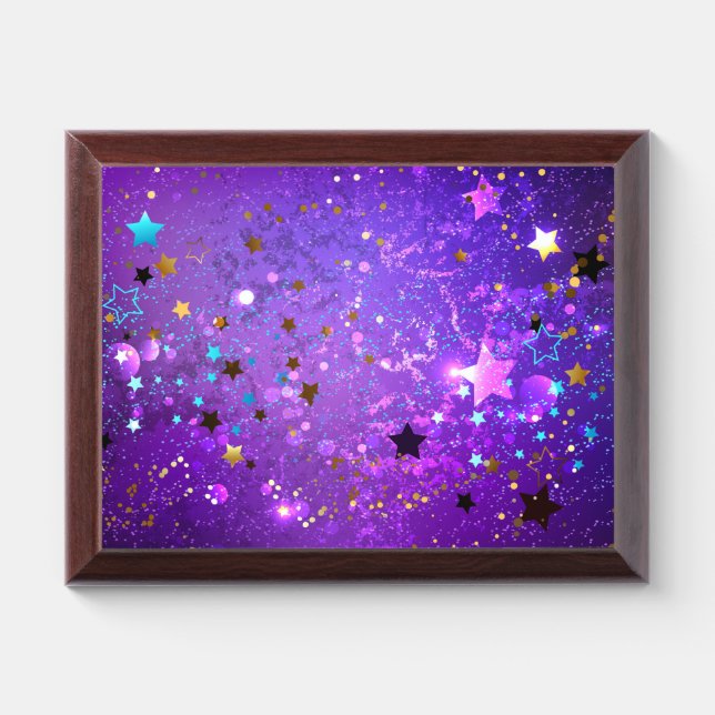 Purple foil background with Stars Award Plaque (Horizontal)