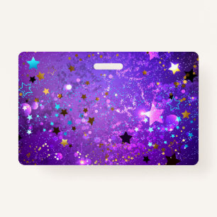 Purple foil background with Stars Badge