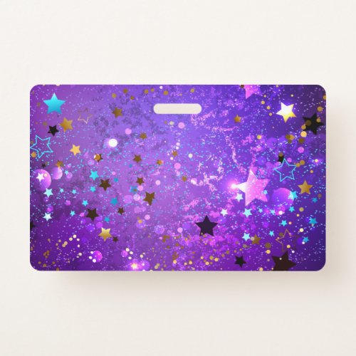 Purple foil background with Stars Badge