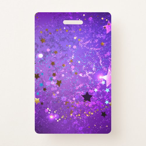 Purple foil background with Stars Badge