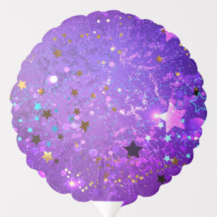 Purple foil background with Stars Balloon