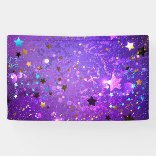 Purple foil background with Stars Banner