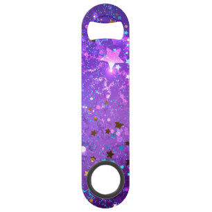Purple foil background with Stars Bar Key