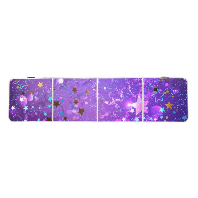 Purple foil background with Stars Beer Pong Table (Top)
