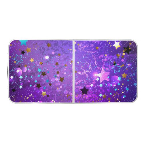 Purple foil background with Stars Beer Pong Table