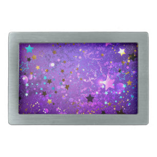 Purple foil background with Stars Belt Buckle