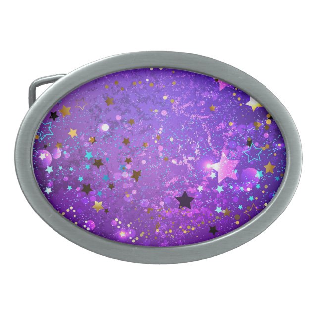 Purple foil background with Stars Belt Buckle (Front)