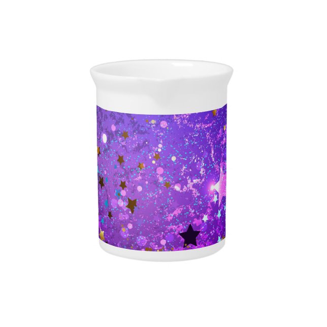 Purple foil background with Stars Beverage Pitcher (Front)