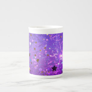 Purple foil background with Stars Bone China Mug