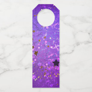 Purple foil background with Stars Bottle Hanger Tag