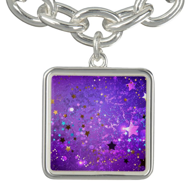 Purple foil background with Stars Bracelet (Design)