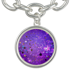Purple foil background with Stars Bracelet