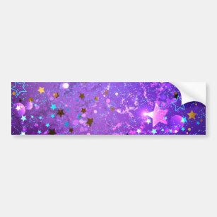 Purple foil background with Stars Bumper Sticker