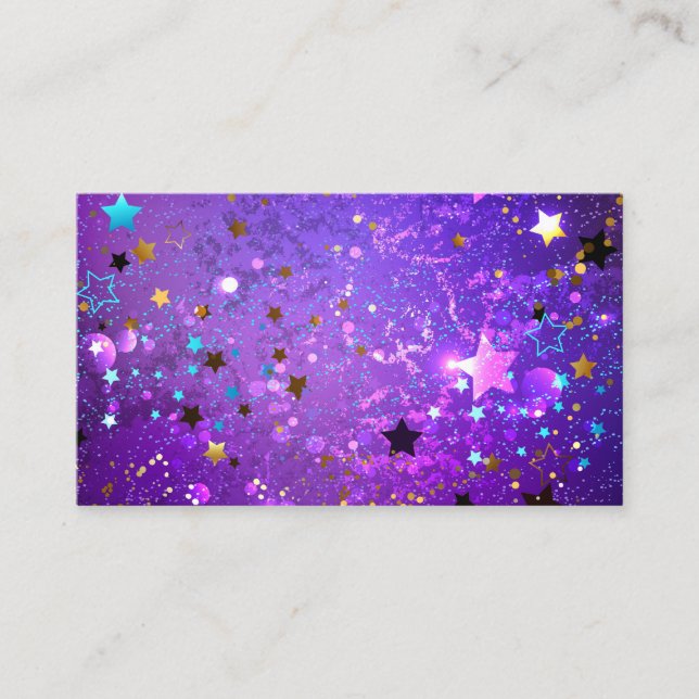 Purple foil background with Stars Business Card (Front)