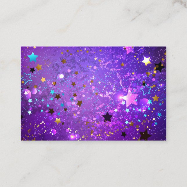 Purple foil background with Stars Business Card (Front)