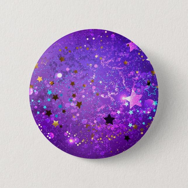 Purple foil background with Stars Button (Front)