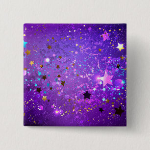 Purple foil background with Stars Button