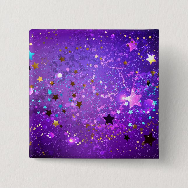 Purple foil background with Stars Button (Front)