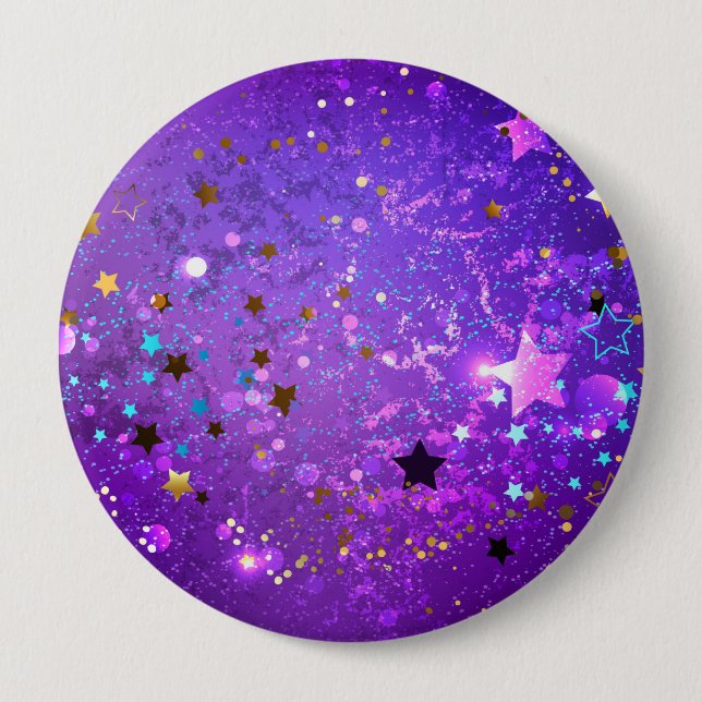 Purple foil background with Stars Button (Front)
