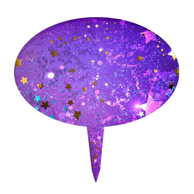 Purple foil background with Stars Cake Topper (Front)