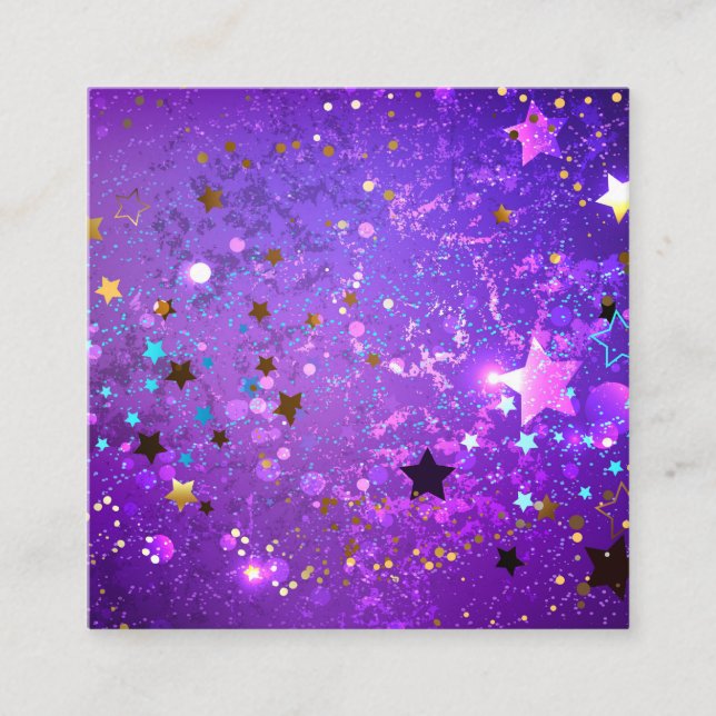 Purple foil background with Stars Calling Card (Front)