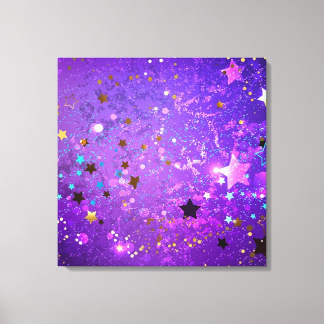 Purple foil background with Stars Canvas Print (Front)