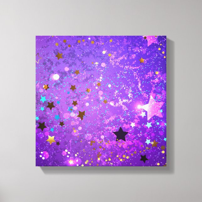 Purple foil background with Stars Canvas Print (Front)