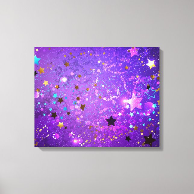 Purple foil background with Stars Canvas Print (Front)