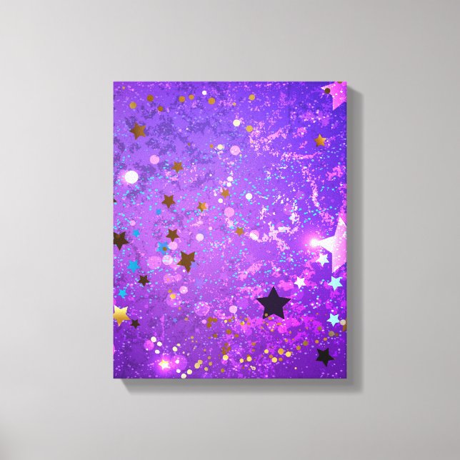Purple foil background with Stars Canvas Print (Front)