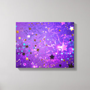 Purple foil background with Stars Canvas Print