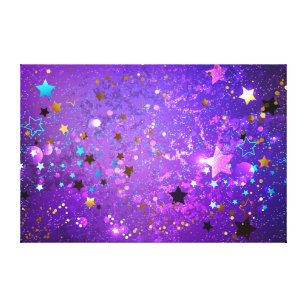 Purple foil background with Stars Canvas Print