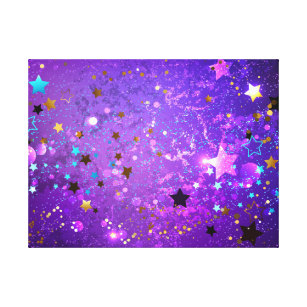 Purple foil background with Stars Canvas Print