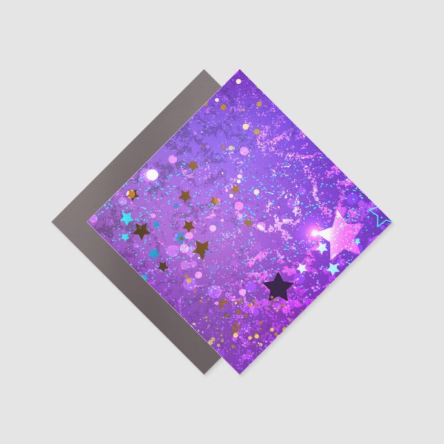 Purple foil background with Stars Car Magnet (Front)