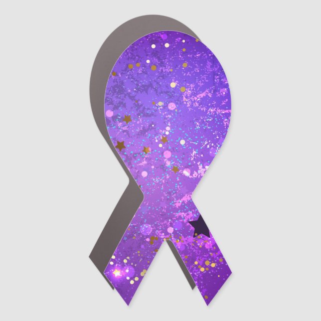 Purple foil background with Stars Car Magnet (Front)