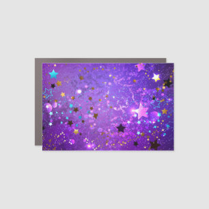 Purple foil background with Stars Car Magnet