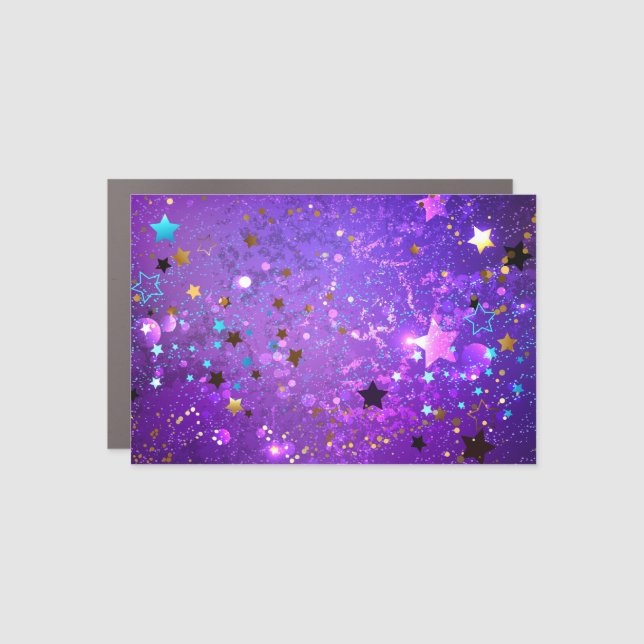 Purple foil background with Stars Car Magnet (Front)