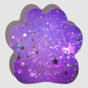 Purple foil background with Stars Car Magnet