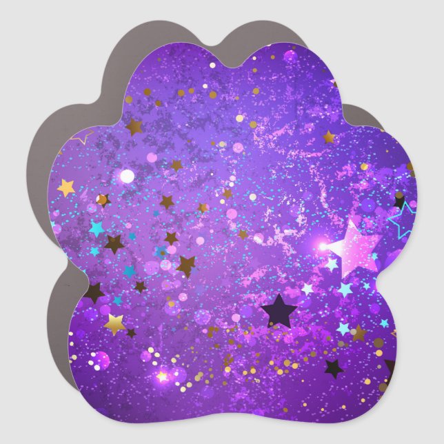 Purple foil background with Stars Car Magnet (Front)