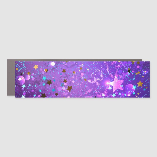 Purple foil background with Stars Car Magnet (Front)