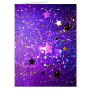 Purple foil background with Stars Card