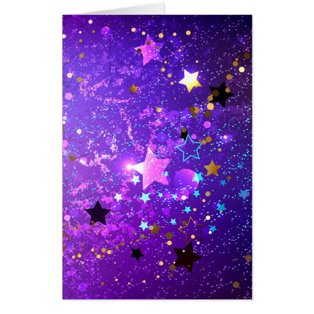 Purple foil background with Stars Card (Front)